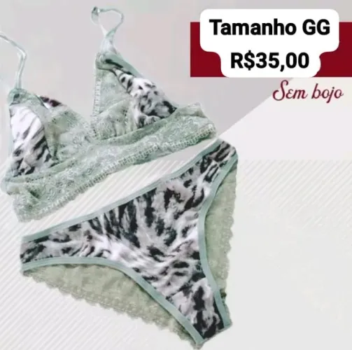 Conjunto sem bojo lingerie sexy tamanho GG