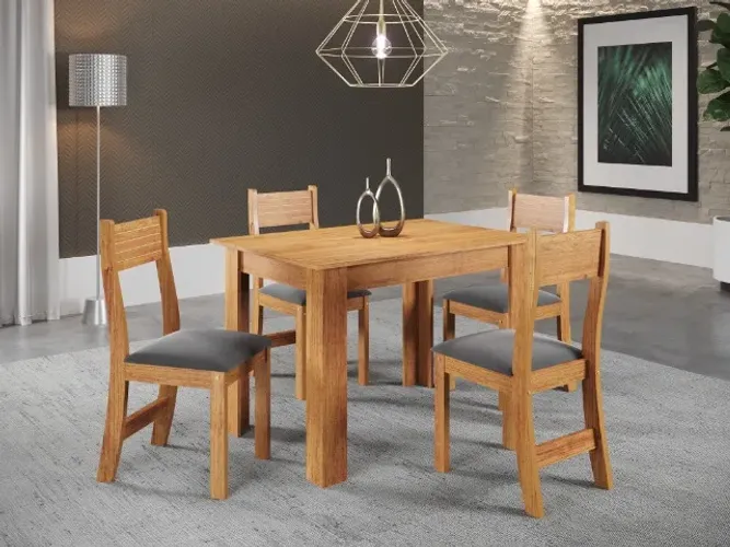 Mesa de cozinha madeira com 4 cadeiras - Entrega e montagem inclusa