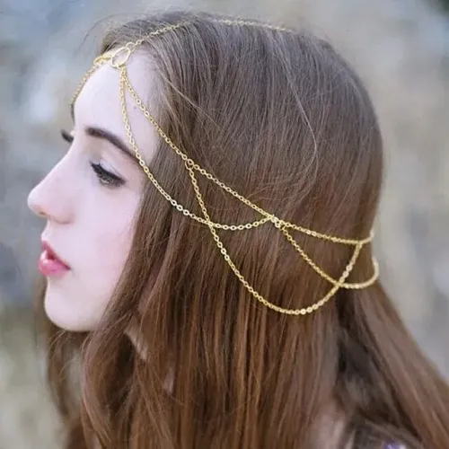 Acessório De Cabelo Tiara Head Chain Boho Chic Dourado
