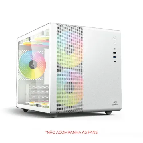 Gabinete Gamer C3Tech Aquarius MT-G710WH *Sem Fan Led* - Micro-ATX e Mini-ITX - WZetta
