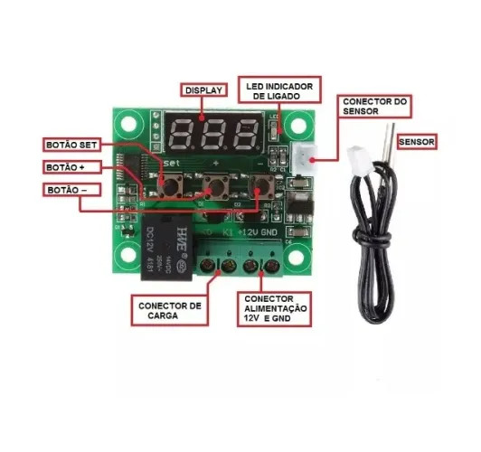 Termostato Digital W1209  P/ Chocadeira Cooler Estufa