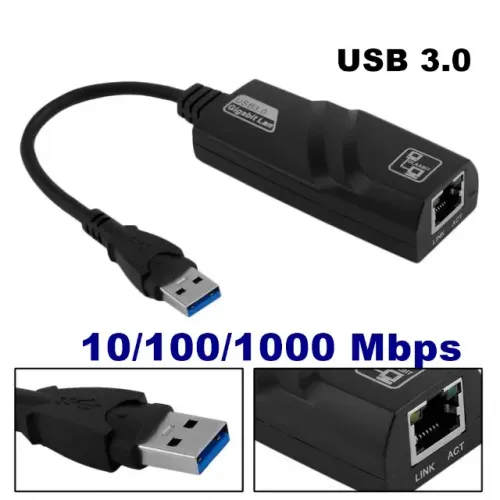 Adaptador Usb Ethernet 3.0 Gigabit 10/100/1000 Pc Notebook  Descrição -Adaptador Ethernet 