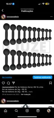 Par de Halteres (ferro): R$ 10 o kg