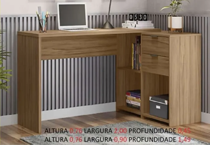 Mesa para computador canto ou reta 2 posições 
