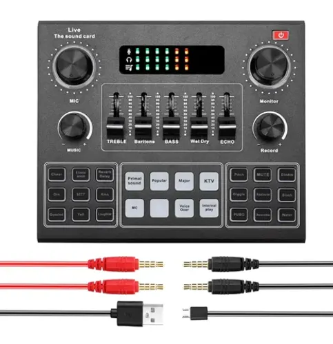 V9 Audio USB Headset Microfone Webcast Live Sound Card 12
