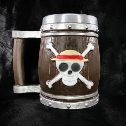 Caneca 3D do Barril Luff One Piece Personalizada feita de Resina