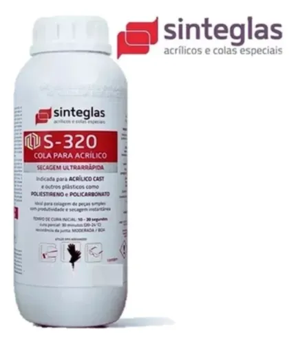 Cola Líquido Sinteglas Cola Acrilico E Policarbonato Ultra-Sinteglas S-320 1 Litro
