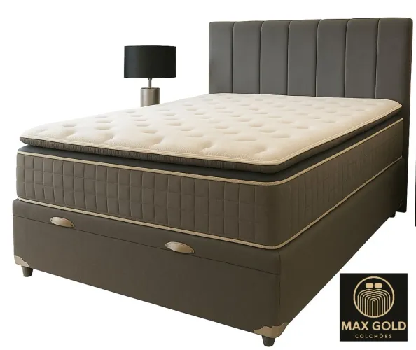 Conjunto completo Colchão com pillow + baú + cabeceira (Casal)