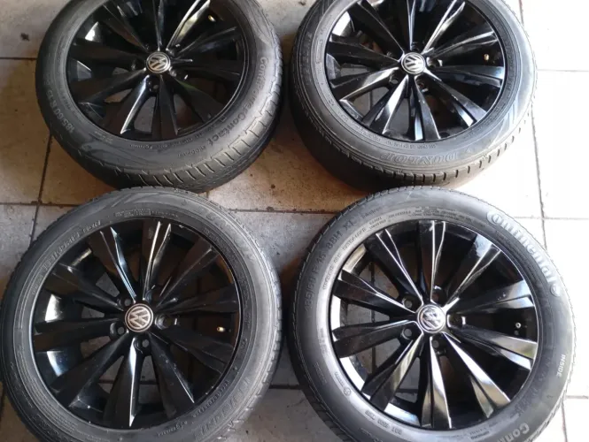 Jogo 4 Rodas Liga Leve Kit 5x100 Pneus Continental Dunlop 195/60/R15 Virtus Nivus TCross