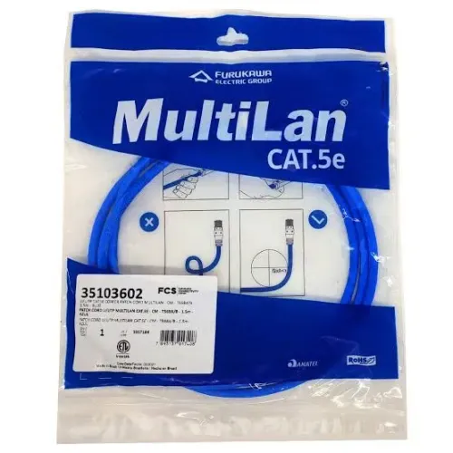 Cabo de Rede CAT 5e Azul / Amarelo 1,5m Multilan - Furukawa