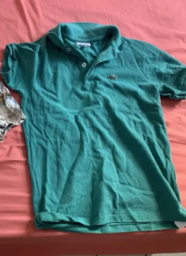 Camisa infantil tipo Polo, verde, Lacoste, tam 12