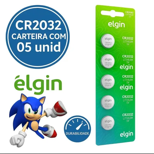 5 Bateria Elgin CR2032 com 3V