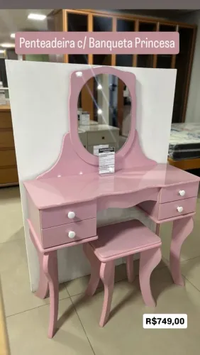 Penteadeira Princesa com Banqueta Rosa