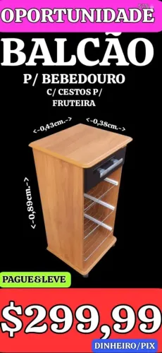 Balcão P/ Bebedouro C/ Cestos P/ Fruteira - Oportunidade