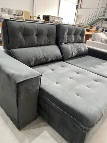 Sofá Retrátil Cinza com Pillow Top NOVO ULTIMA PEÇA