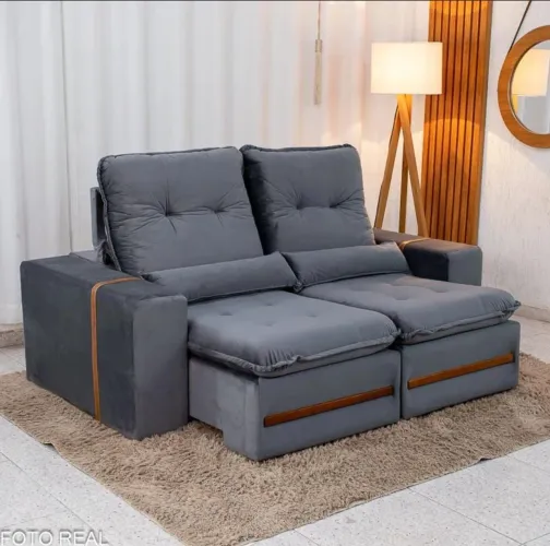 SOFÁ RETRATIL RECLINAVEL ESPUMA D33 MOLAS 