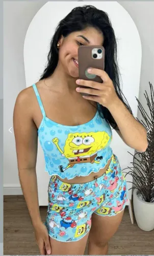Pijama cropped com shortinho - Tamanho Único veste até 42/44.- estampas a escolha.
