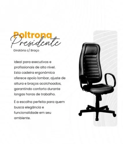 Aluguel de Poltrona Presidente Courino Giratória em Salvado e RMS.