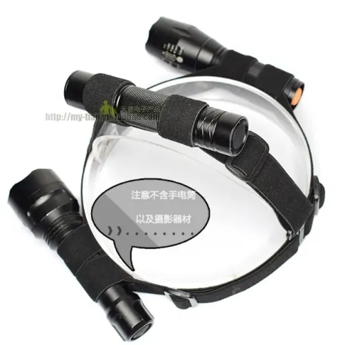 Suporte de Cabeça Triplo p/ Lanterna Tática Headband Elástica p/ Capacetes Segurança
