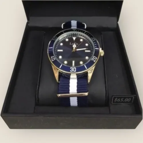 Relógio L&Co Masculino Original Pulseira Azul e Branca Novo na Caixa