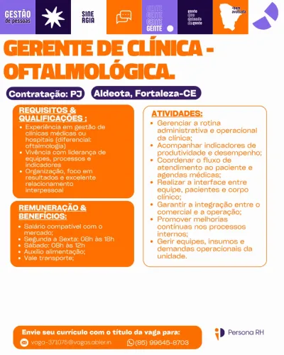 VAGA GERENTE DE CLÍNICA - OFTO