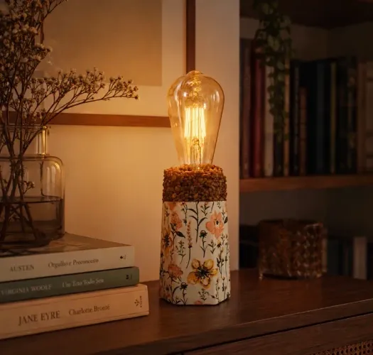 Luminária rústica floral