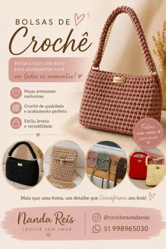 Bolsa Crochê Escolha Seu Modelo @crochenandareis