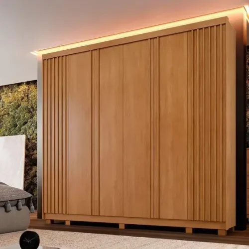 Guarda Roupa Barcelona Ripado Marrom Escuro 6 Portas