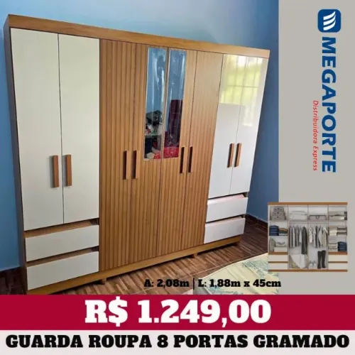 Guarda Roupa Casal 8 Portas com Pés (NOVO) Entrega Grátis!