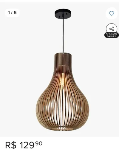 Luminária pendente mdf 49 cm