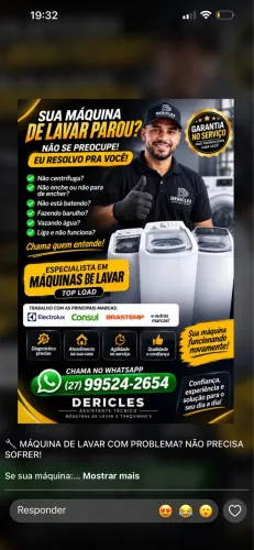 Maquina de lavar. Conserto atendo a domicílio. Manuntençao/Limpeza/Tudo