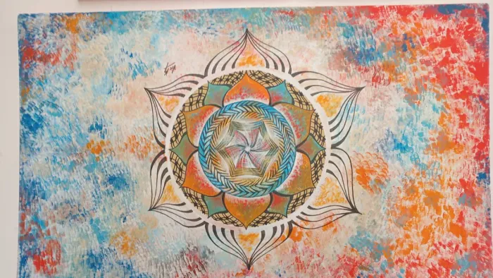 Quadro Mandala abstrato 60cm x 1m. Retira na Tijuca