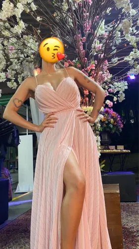Vestido Longo Rosa Elegante com Fenda