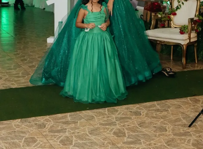 Vestido de festa/daminha infantil verde esmeralda 