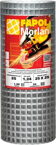 Tela alambrado multiuso, malha 2,5 cm x 2,5 cm, fio 1,2 mm, com 0,5 m x 25 m (altura x com