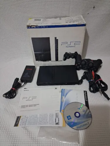 PLAYSTATION 2 SLIM PRETO SCPH 77006 24 MATRIX ORIGINAL LEITOR OK NA CAIXA CIB