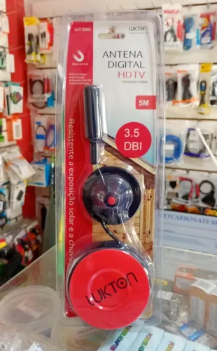 Antena Digital HDTV Interna Externa Cabo 5m - Novo