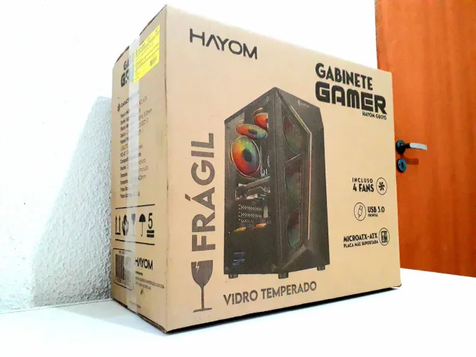 Gabinete Gamer Hayom RGB Vidro Temperado + 4 Fans RGB | Design Moderno
