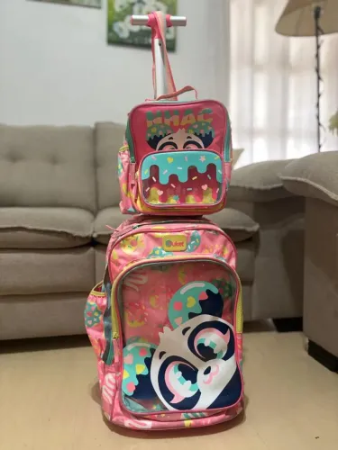 Kit Mochila Puket Panda Donuts com Rodinhas + Lancheira