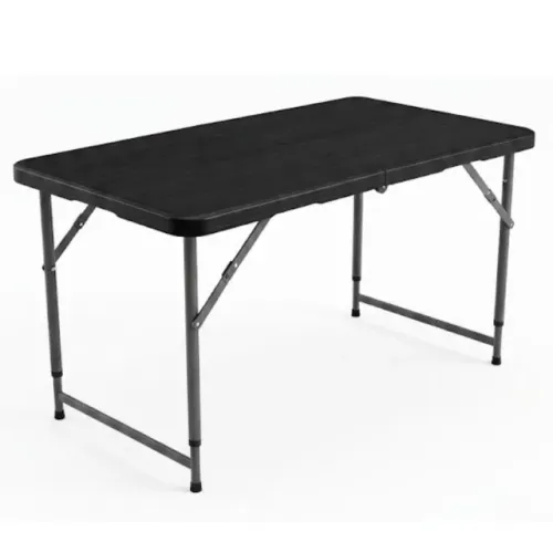 Mesa Dobrável 1,20m X 61cm vira Maleta Tampo Polietileno Preto Portátil Camping