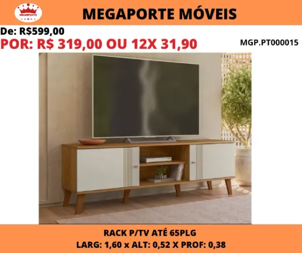 Rack 1,60 para Tv até 65 Polegadas 