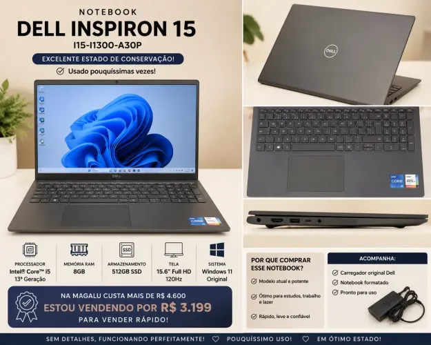 Notebook Dell Inspiron 15 i5 13ª Geração | Estado de Novo | Pouquíssimo Uso
