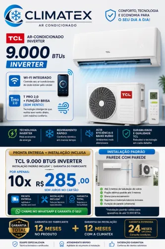 Ar condicionado novo inverter 9.000 com instalação inclusa