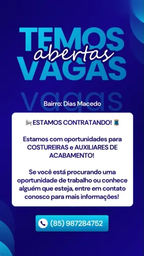 Vagas para costureiras e revisoras