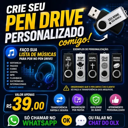 CRIE SEU PEN DRIVE PERSONALIZADO COMIGO SÓ CHAMAR NO WHATSAPP OU FALAR NO CHAT.