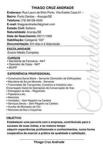 Motorista D disponível 