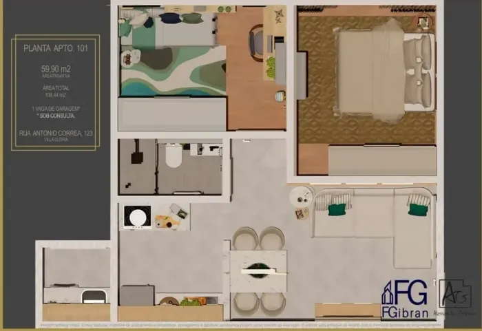 Apartamento para venda tem 60 metros quadrados com 2 quartos em Vila Glória - Campo Grande