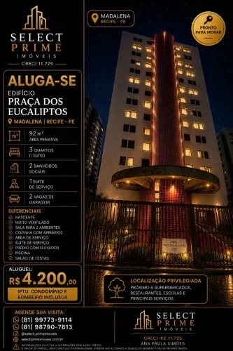 Apartamento 3+1 para Alugar na Madalena | 92m² | 2 Vagas | Taxas Inclusas