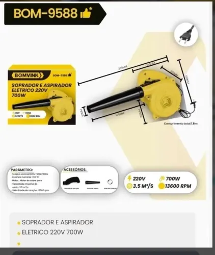 SOPRADOR E ASPIRADOR ELETRICO 220V 700W