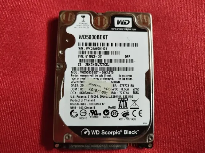 HD 500GB 2.5 Western Digital 7200?RPM - Scorpio Black - 100% Saúde
